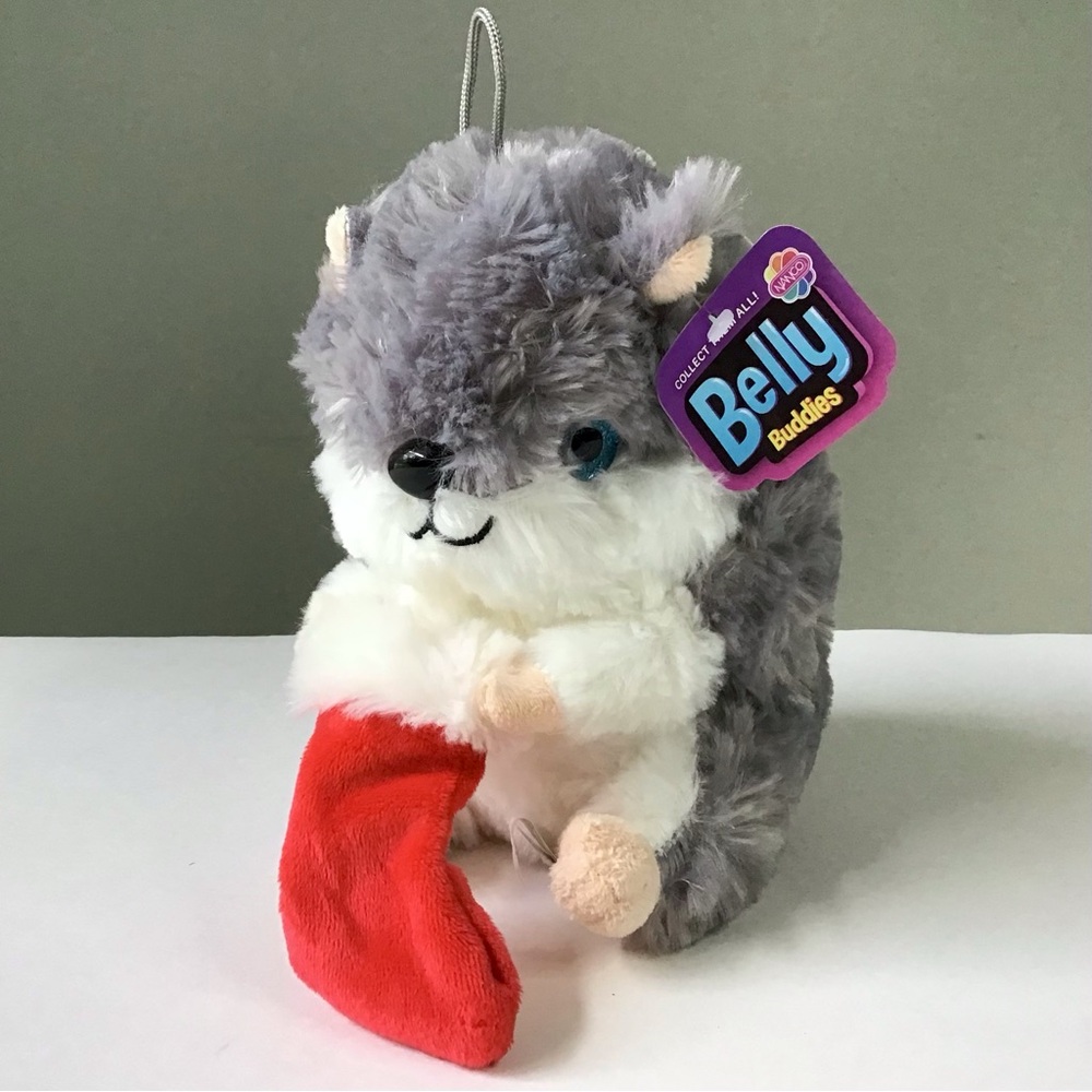 Nanco Belly Buddies Christmas Hamster Plush 7” Stuffed Animal With Stocking NWT